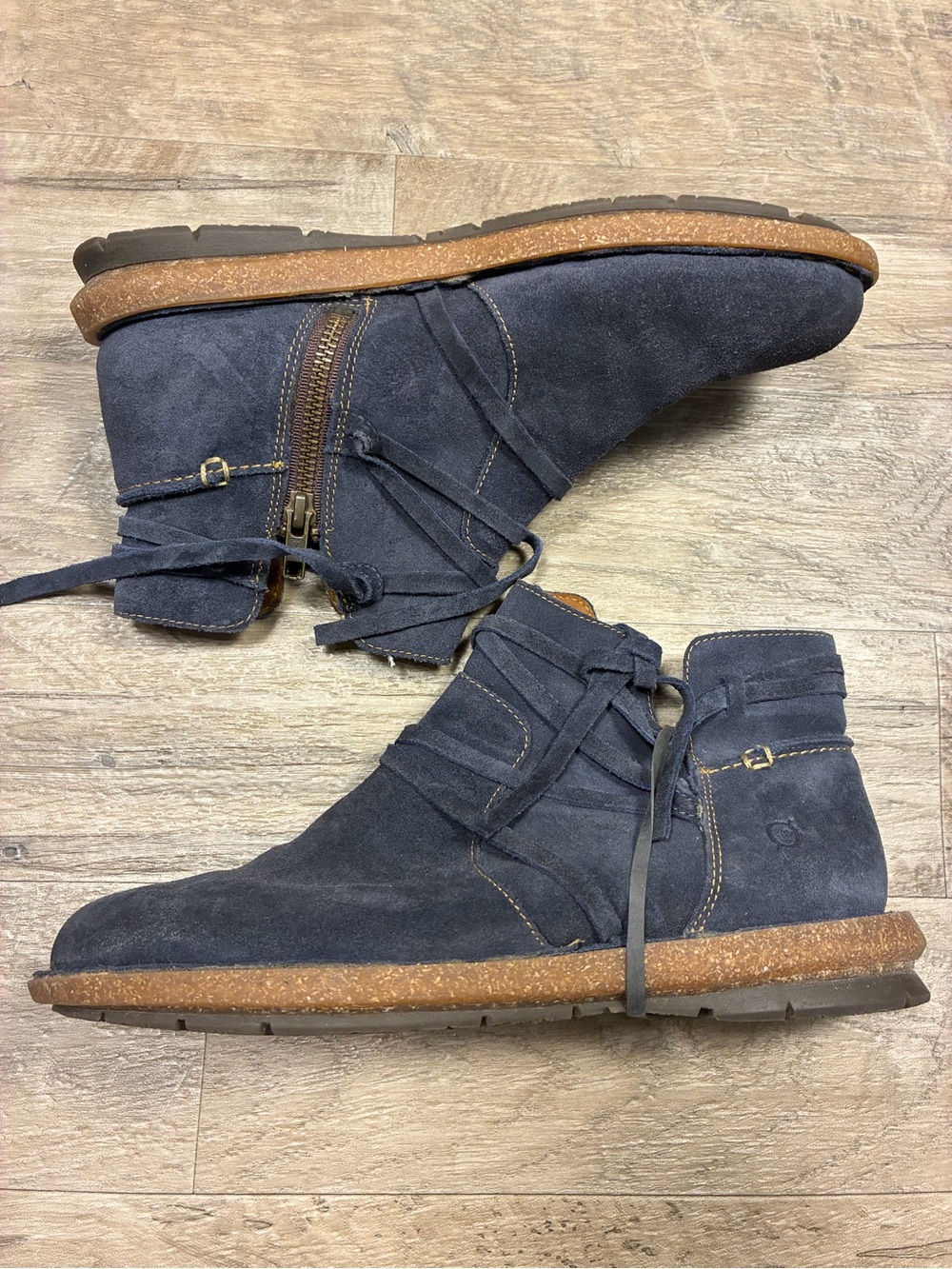 Born Navy Blue Suede Tarkiln Ankle Boots